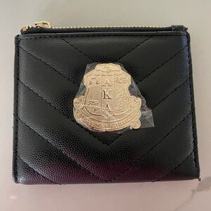 Black Quilted AKA Wallet - black and gold